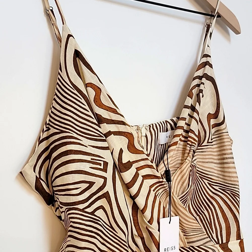 REISS | Rosie Animal Print Faux Wrap Style Dress - Picture 4 of 16